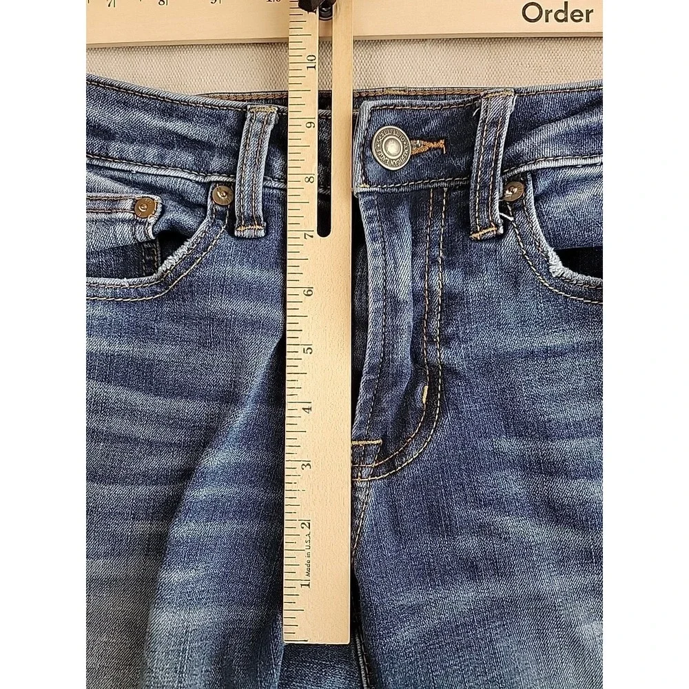 American Eagle Slim Straight Jeans Mens 28x32 Blue Stretch Whiskered Denim